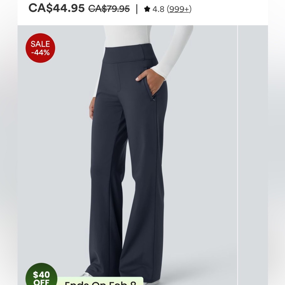 HALARA Wide Leg Navy Pants medium 8/10 petite